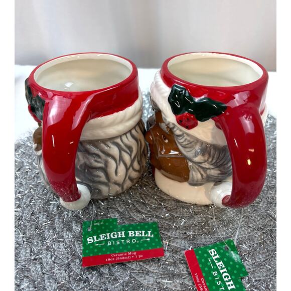 Sleigh Bell Bistro Winking African American Santa Mrs Claus Retro Style Mugs (2) - Picture 4 of 9